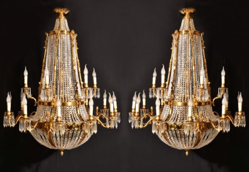 Pair of French Empire Ballroom 18 Light Chandeliers | Ref. no. 05787a | Regent Antiques