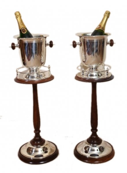 Pair Silverplate Wine/Champagne Cooler on Stand | Ref. no. 05960 | Regent Antiques