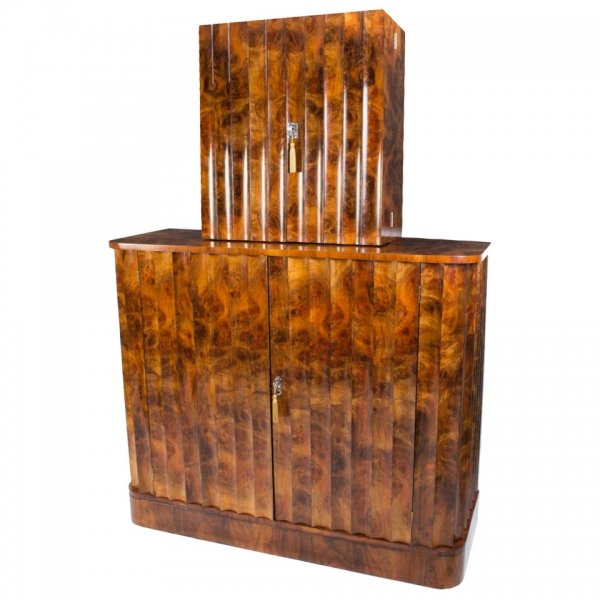 Antique Art Deco Burr Walnut Cocktail Bar c.1920 | Ref. no. 05986 | Regent Antiques