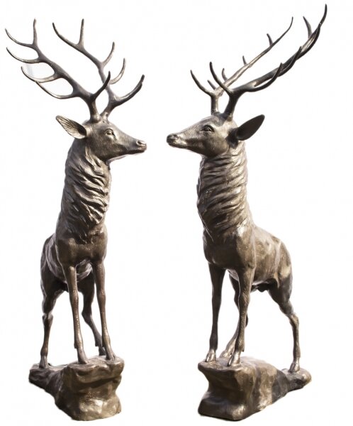 Vintage  Pair Life-Size Bronze Stags Deer Statues 20th Century | Ref. no. 06062 | Regent Antiques