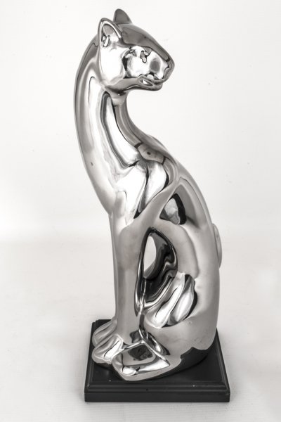 Stunning Silver Porcelain Cat Sculpture | Ref. no. 06096 | Regent Antiques