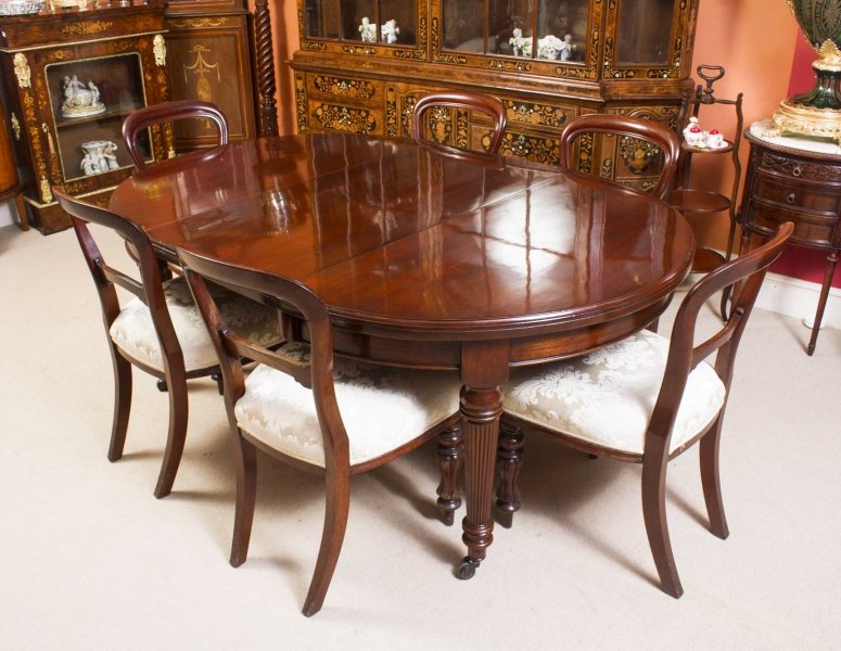 Antique Victorian Ref No 06256a, Mahogany Dining Room Table And 6 Chairs