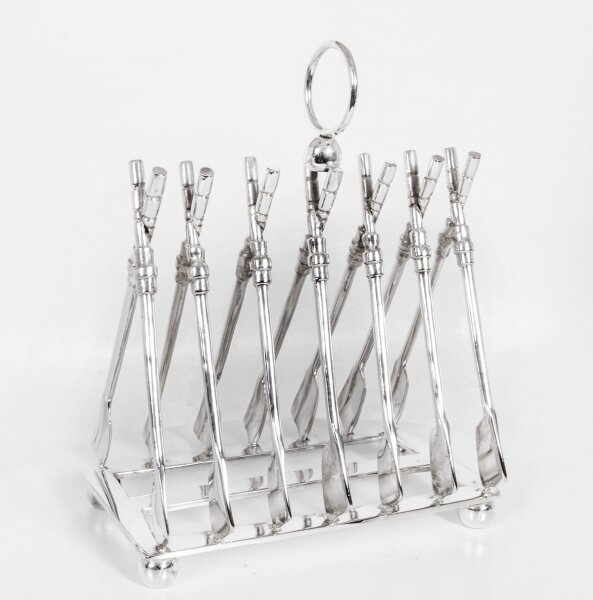 Vintage Silver Plated Letter / Toast Rack Crossed Oars Rowing 20th Century | Ref. no. 06259 | Regent Antiques