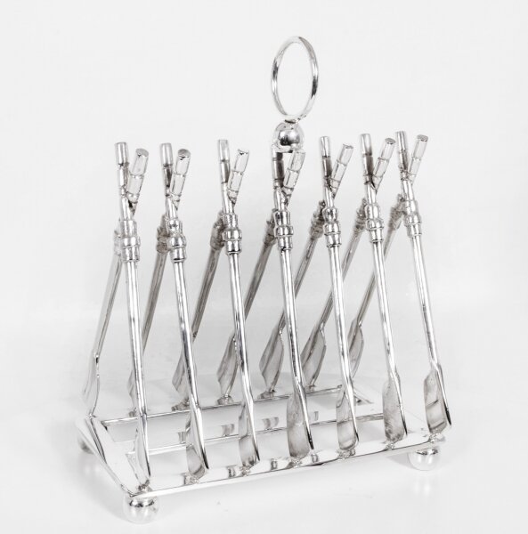 Vintage Silver Plated Letter / Toast Rack Crossed Oars Rowing 20th Century | Ref. no. 06259a | Regent Antiques