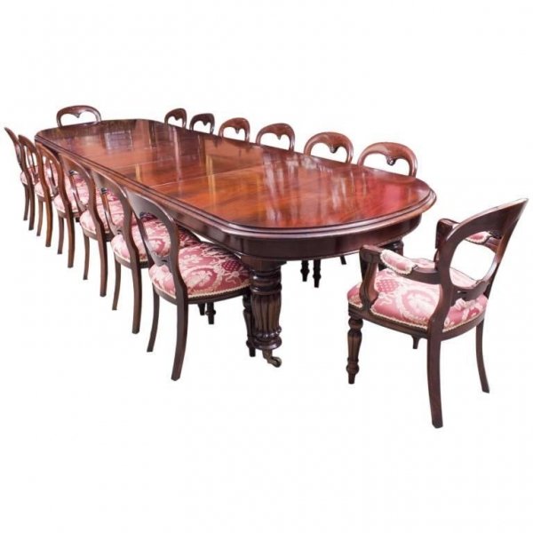 Vintage Victorian Mahogany Dining Table 14 Balloon Back Chairs | Ref. no. 06265c | Regent Antiques