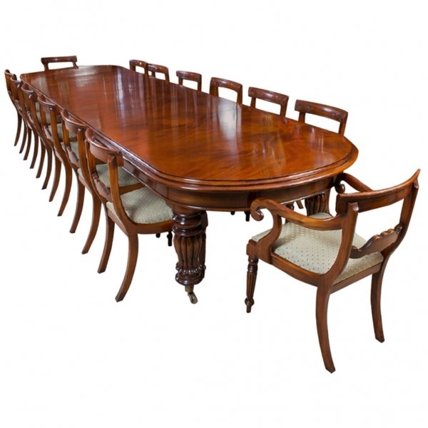 Vintage Victorian Mahogany Dining Table with 14 Chairs | Ref. no. 06265d | Regent Antiques