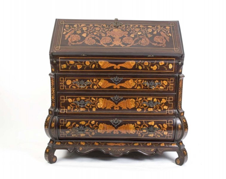 Antique Dutch Marquetry Mahogany Bombe\' Bureau c.1780 | Ref. no. 06282 | Regent Antiques