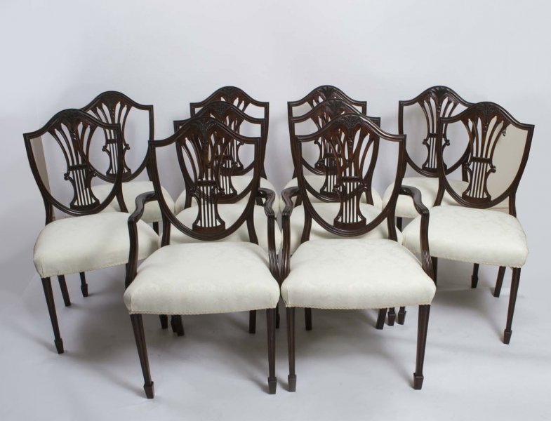 Antique Set 10 Shieldback Mahogany Dining Chairs c.1900 | Ref. no. 06285 | Regent Antiques