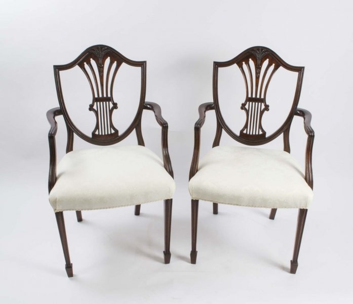 Antique Pair Mahogany Shieldback Armchairs c.1900 | Ref. no. 06285a | Regent Antiques