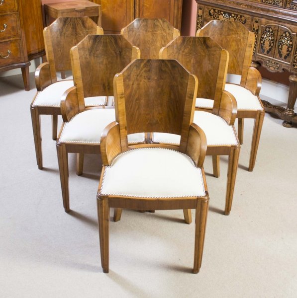 Antique 6 Art Deco Burr Walnut Dining Chairs c.1920 | Ref. no. 06326b | Regent Antiques