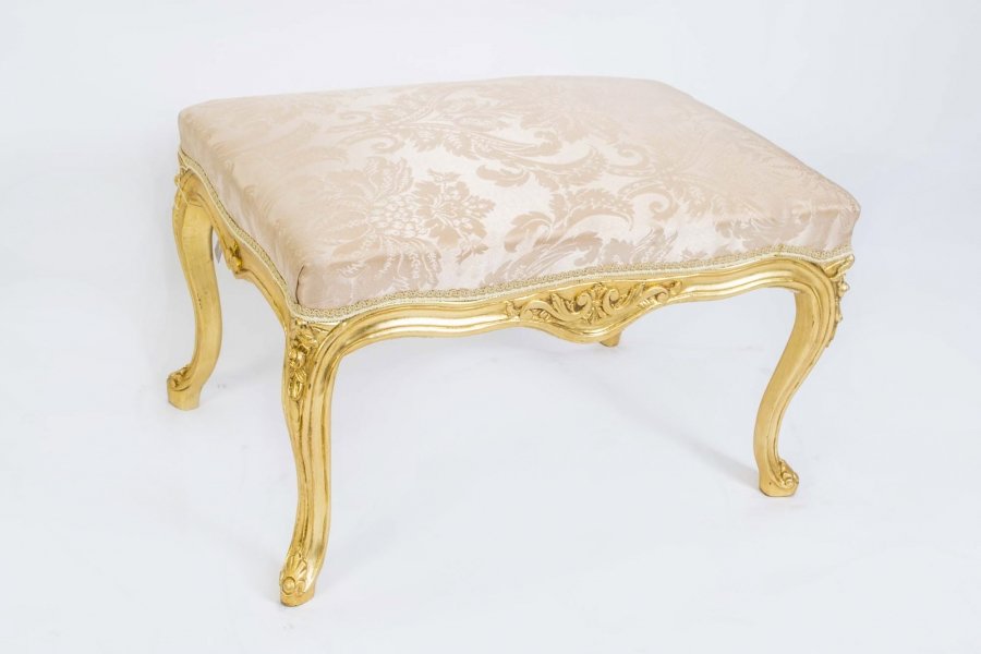 Beautiful Louis XV Style French Gilded Duet Stool | Ref. no. 06358 | Regent Antiques