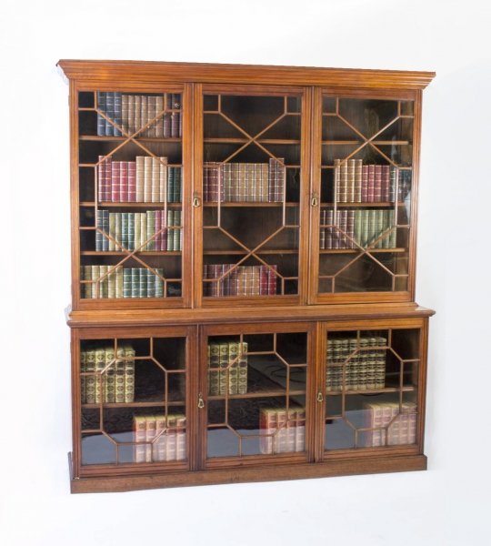 Antique Edwardian 3 Door Walnut Bookcase c.1900 | Ref. no. 06436 | Regent Antiques