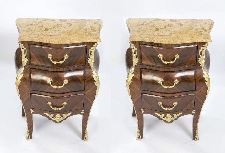 French Pair Louis XV Style Burr Walnut Bedside Chests | Ref. no. 06466 | Regent Antiques
