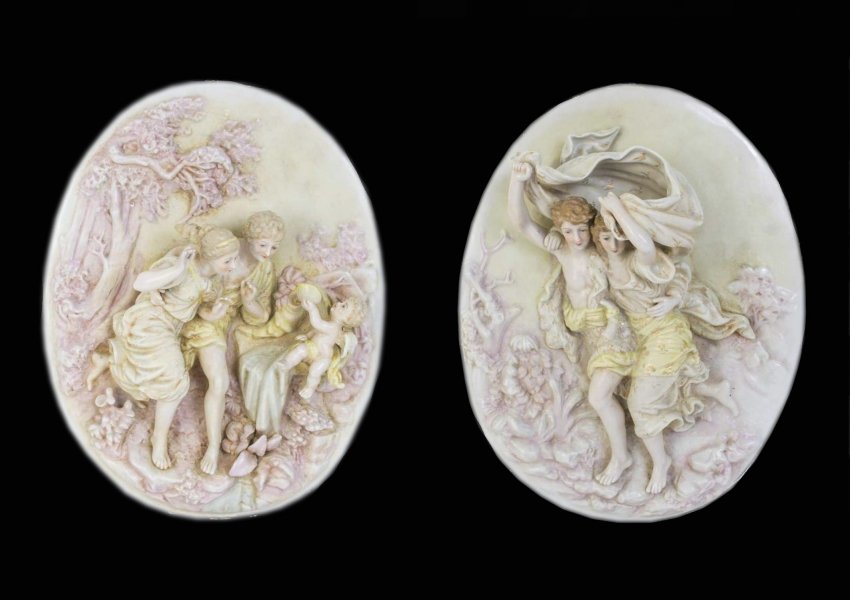 Pair Dresden Style Porcelain Wall Plaques | Ref. no. 06492 | Regent Antiques