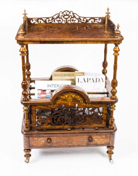 Antique Victorian Burr Walnut Inlaid Canterbury c.1860 | Ref. no. 06507 | Regent Antiques