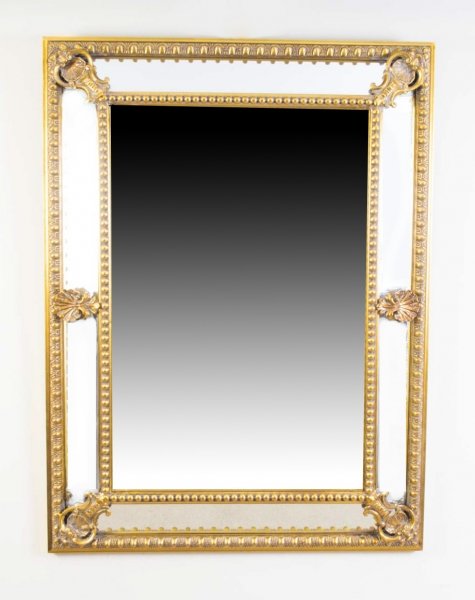Beautiful Gilded Cushion Mirror With Bevelled Edge 120 x 91 cm | Ref. no. 06517 | Regent Antiques