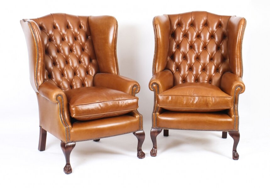 Pair of Bespoke Leather Armchairs | Chippendale | Regent Antiques | Ref. no. 06566e | Regent Antiques