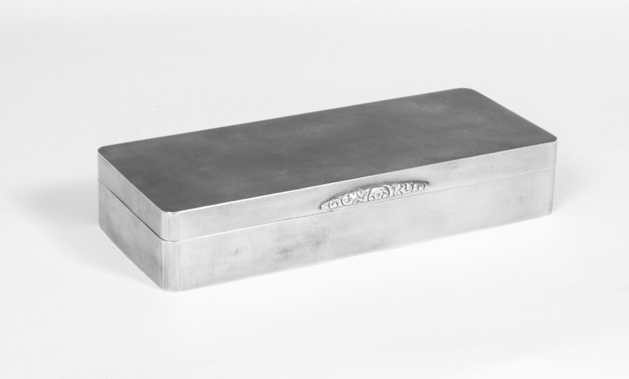 Antique Art Deco Silver Cigarette Card Box Casket | Sterling Silver Cigarette Box | Ref. no. 06588a | Regent Antiques