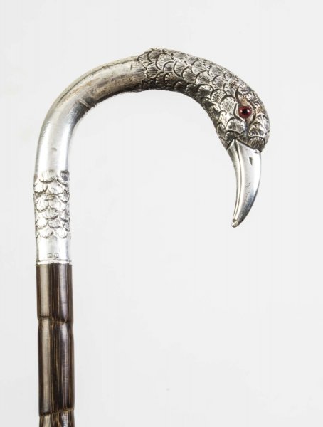 Antique Silver Bird Handle Walking Stick Cane 1912 | Ref. no. 06594 | Regent Antiques