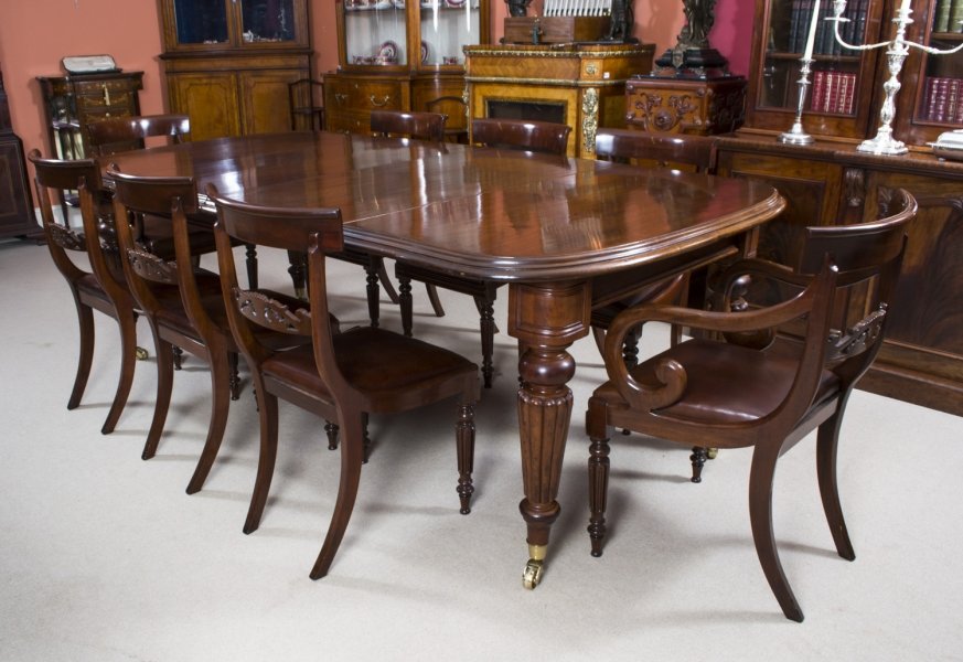 Antique Victorian Mahogany Dining Table  8 Regency chairs | Ref. no. 06608a | Regent Antiques