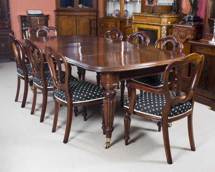 Antique Victorian Dining Table  8  Admiralty back chairs | Ref. no. 06608b | Regent Antiques