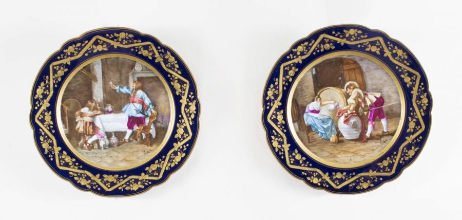 Antique Pair Sevres Style Cabinet Plates Vinea c.1880 | Ref. no. 06617 | Regent Antiques