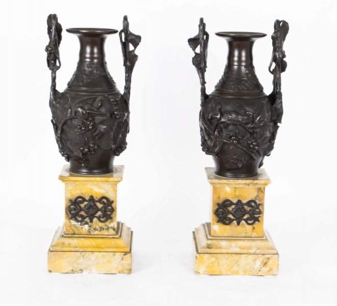 Antique Pair of French Bronze & Marble Urns c.1880 | Ref. no. 06620 | Regent Antiques
