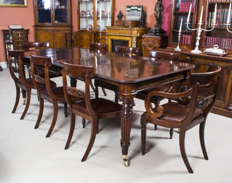 Antique Regency Mahogany Dining Table  8 Regency chairs | Ref. no. 06625a | Regent Antiques