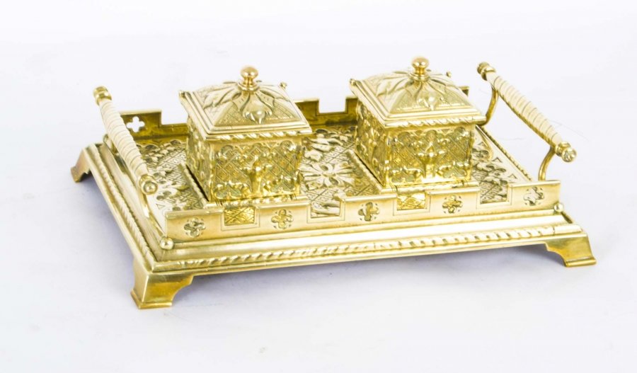 Antique Victorian Brass Inkstand c.1850 | Ref. no. 06638 | Regent Antiques