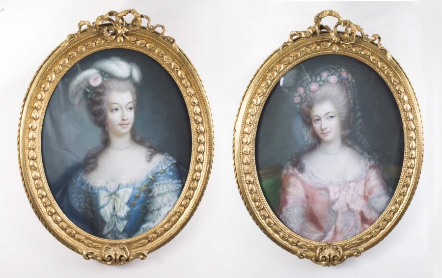 Antique Pair of Lady\'s Portraits Giltwood Frames c.1880 | Ref. no. 06651 | Regent Antiques