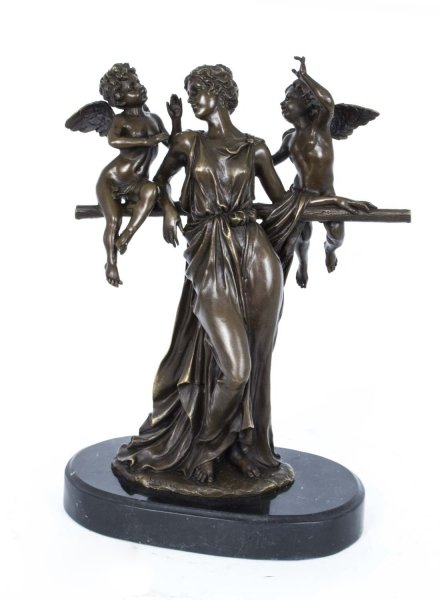 Bronze Sculpture of Lady with Two Cherubs | Ref. no. 06730 | Regent Antiques