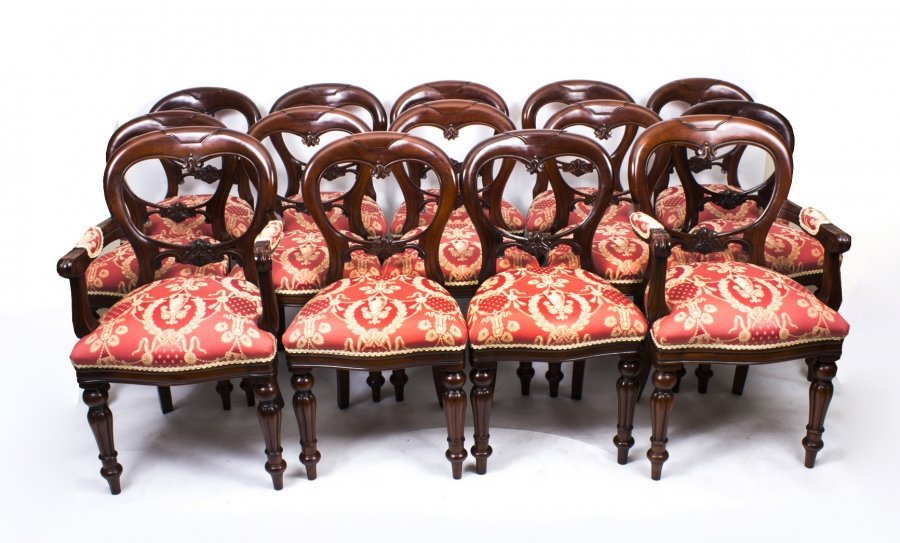 Vintage Set 14 Victorian Style Balloon Back Dining Chairs | Ref. no. 06748c | Regent Antiques