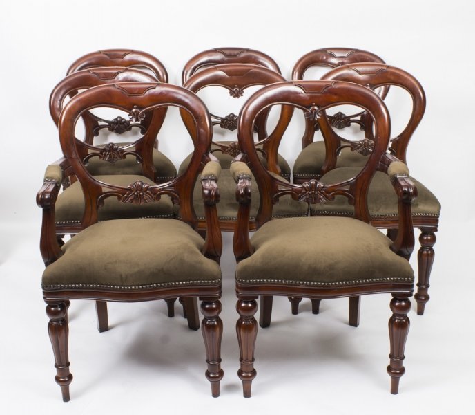 Set Of 8 Victorian Balloon Back Dining Chairs | Victorian Style Balloon Chairs | Ref. no. 06748d | Regent Antiques