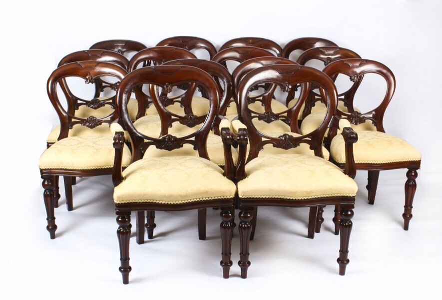 Vintage Set 14 Victorian Revival  Balloon back Dining Chairs 20th C | Ref. no. 06748g | Regent Antiques