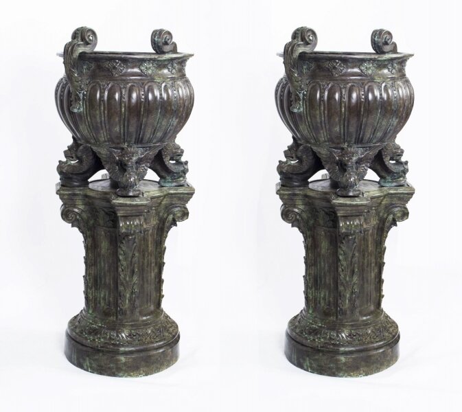 Huge Pair Solid  Bronze Classical Jardinieres on Stands | Ref. no. 06753 | Regent Antiques