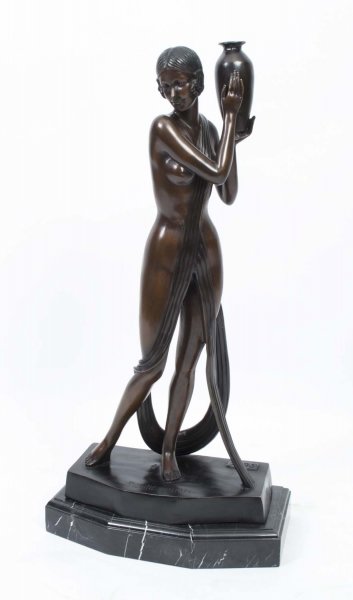 Art Deco Style Bronze Nude Lady with Vase | Ref. no. 06797 | Regent Antiques