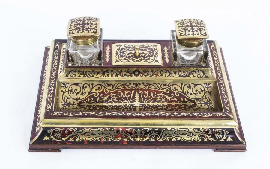 Antique French Boulle Cut Brass  Inlaid Inkstand c.1840 | Ref. no. 06808ee | Regent Antiques