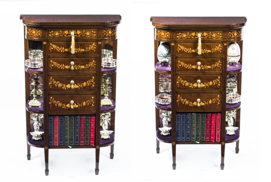 Antique Pair Victorian Marquetry Inlaid Side Cabinets c.1880 | Ref. no. 06896 | Regent Antiques