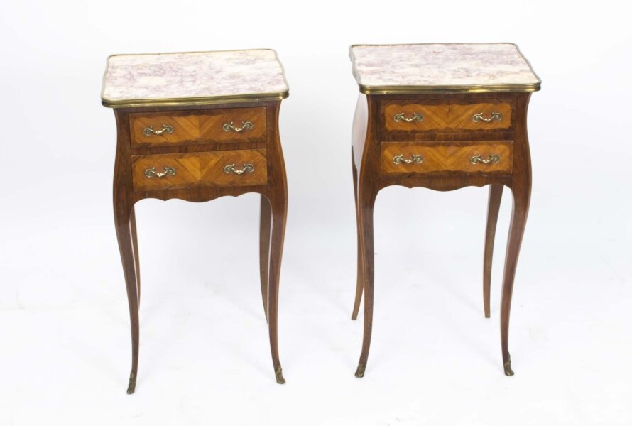 Antique Pair Kingwood & Walnut Bedside Chests Cabinets c.1900 | Ref. no. 06898 | Regent Antiques