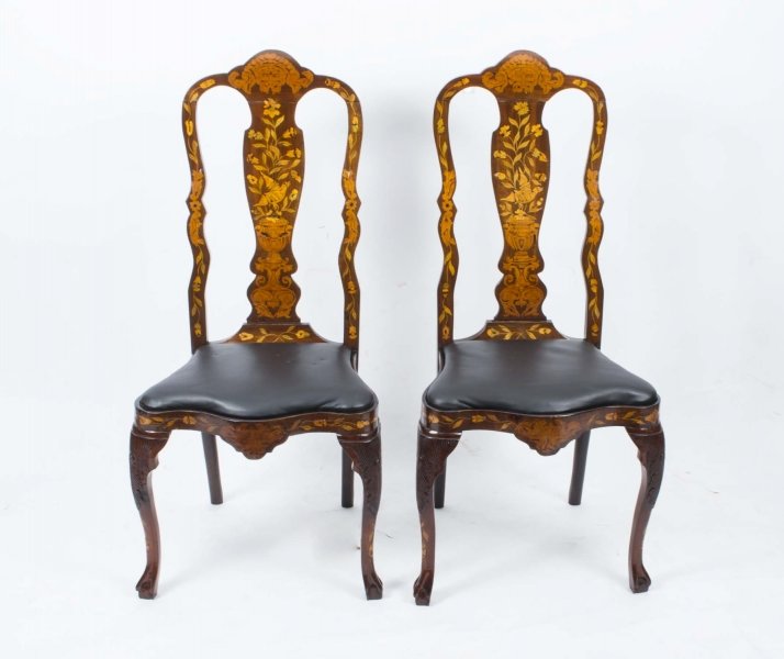 Antique Pair Dutch Marquetry Walnut Chairs 18th C | Ref. no. 06925 | Regent Antiques