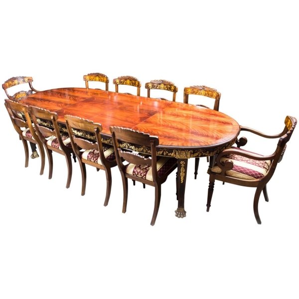 Antique Flame Mahogany Ormolu Dining Table & 10 chairs | Ref. no. 06951a | Regent Antiques