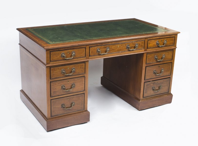 Antique Edwardian Inlaid Mahogany Pedestal Desk c.1900 | Ref. no. 06961 | Regent Antiques