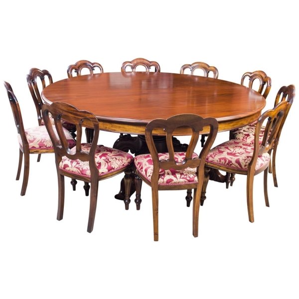 Vintage  2 metre diam Mahogany Dining Table & 10 Chairs | Ref. no. 07032a | Regent Antiques