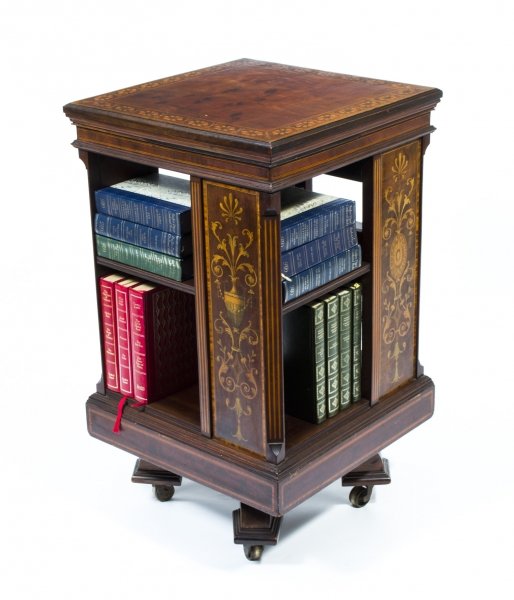 Antique Mahogany Inlaid Revolving Bookcase c.1890 | Ref. no. 07052 | Regent Antiques