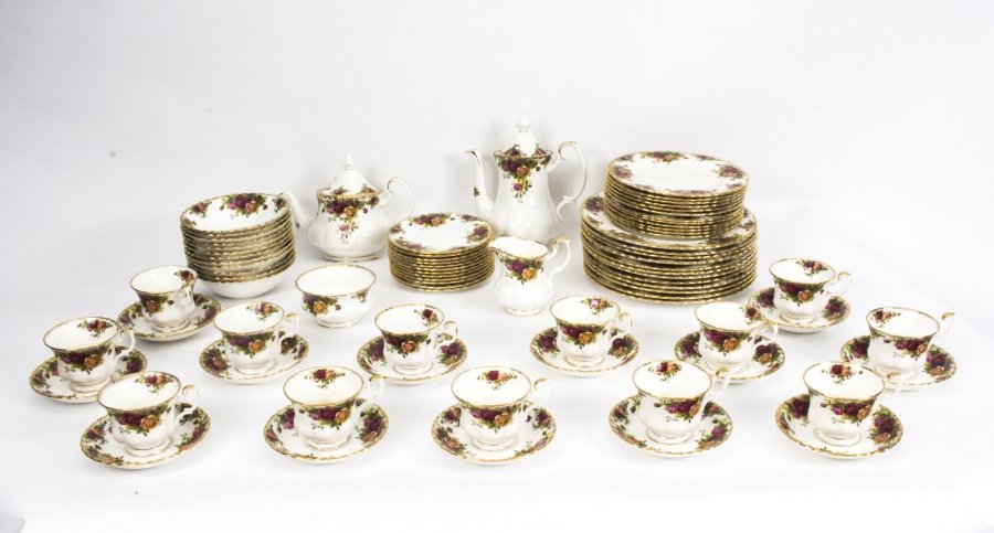 Vintage Royal Albert 76 Piece Country Roses Tea Dinner Set | Ref. no. 07056 | Regent Antiques