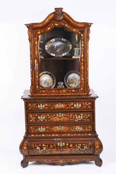 Antique Dutch Marquetry Walnut Cabinet on Chest  18th Century | Ref. no. 07076x | Regent Antiques
