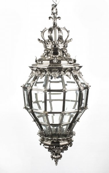 Huge Silvered Bronze Versailles Diamond Baluster Lantern | Ref. no. 07079c | Regent Antiques