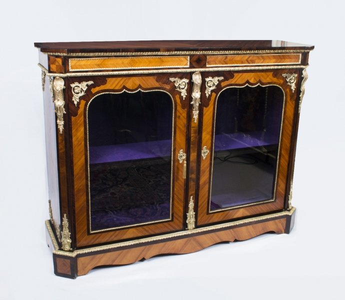 Antique Victorian Tulipwood & Kingwood Vitrine Cabinet C1850 | Ref. no. 07130 | Regent Antiques