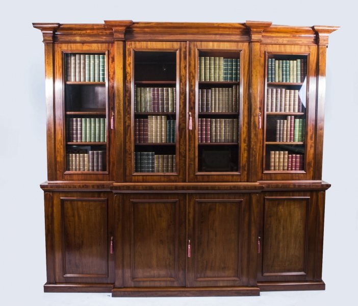 Antique Victorian Flame Mahogany Bookcase c.1850 | Ref. no. 07175 | Regent Antiques