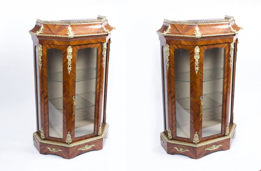 Antique Pair Victorian Tulipwood Vitrines Cabinets c.1870 | Ref. no. 07180 | Regent Antiques